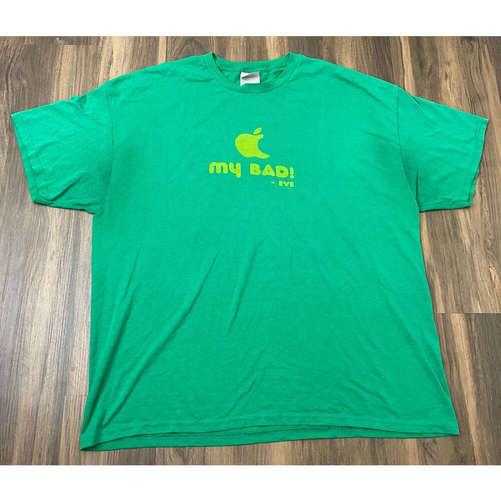 VTG Y2K 2003 Hanes Apple Inc. Adam and Eve "My Bad!" graphic joke t-shirt, 2XL